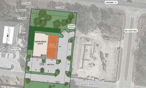 New construction Bee Cave TX site plan showing 1,200 SF available space on Highway 71
