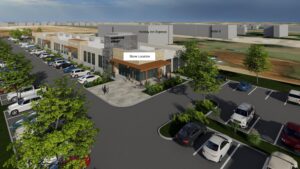 Commercial land Cleburne TX with retail development concept rendering