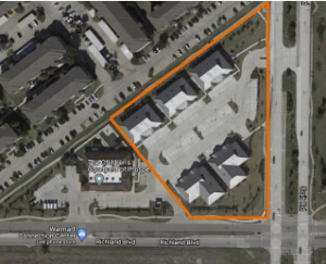 Medical office Prosper TX aerial view showing proximity to major roads and neighboring developments