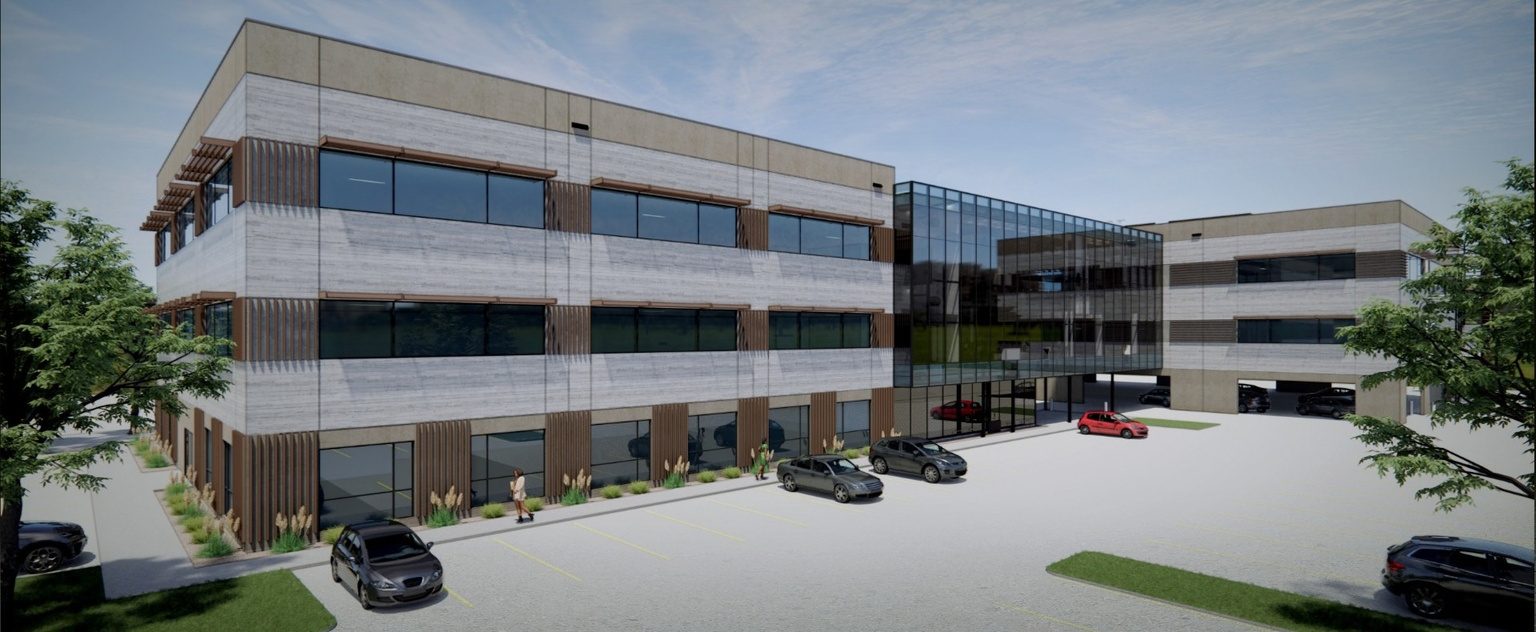 Rendering of the three-story Class A medical office building at 7410 N Highway 161 in Irving, TX